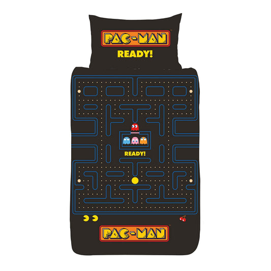 Multicoloured - Front - Pac-Man Maze Reversible Duvet Set