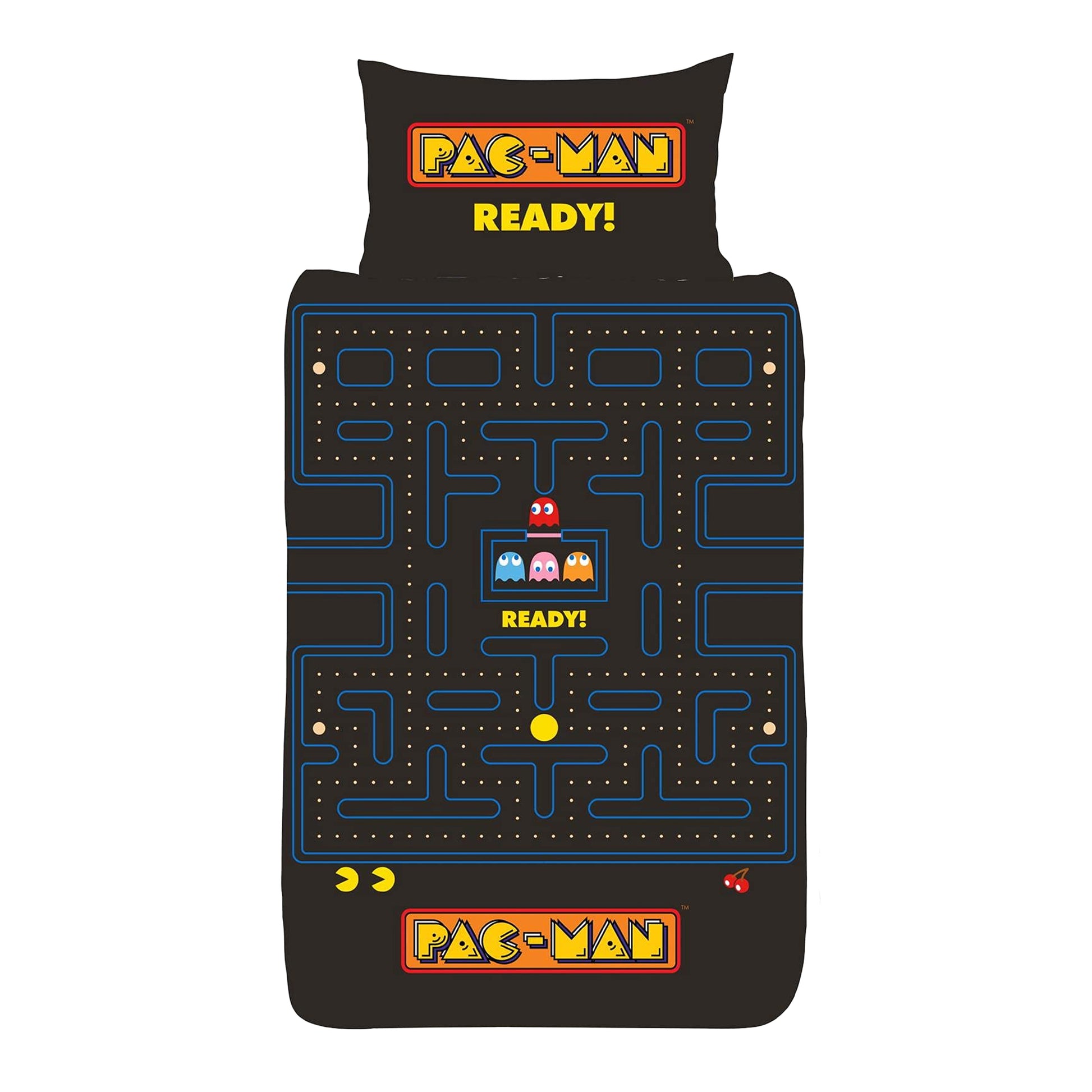 Multicoloured - Front - Pac-Man Maze Reversible Duvet Set
