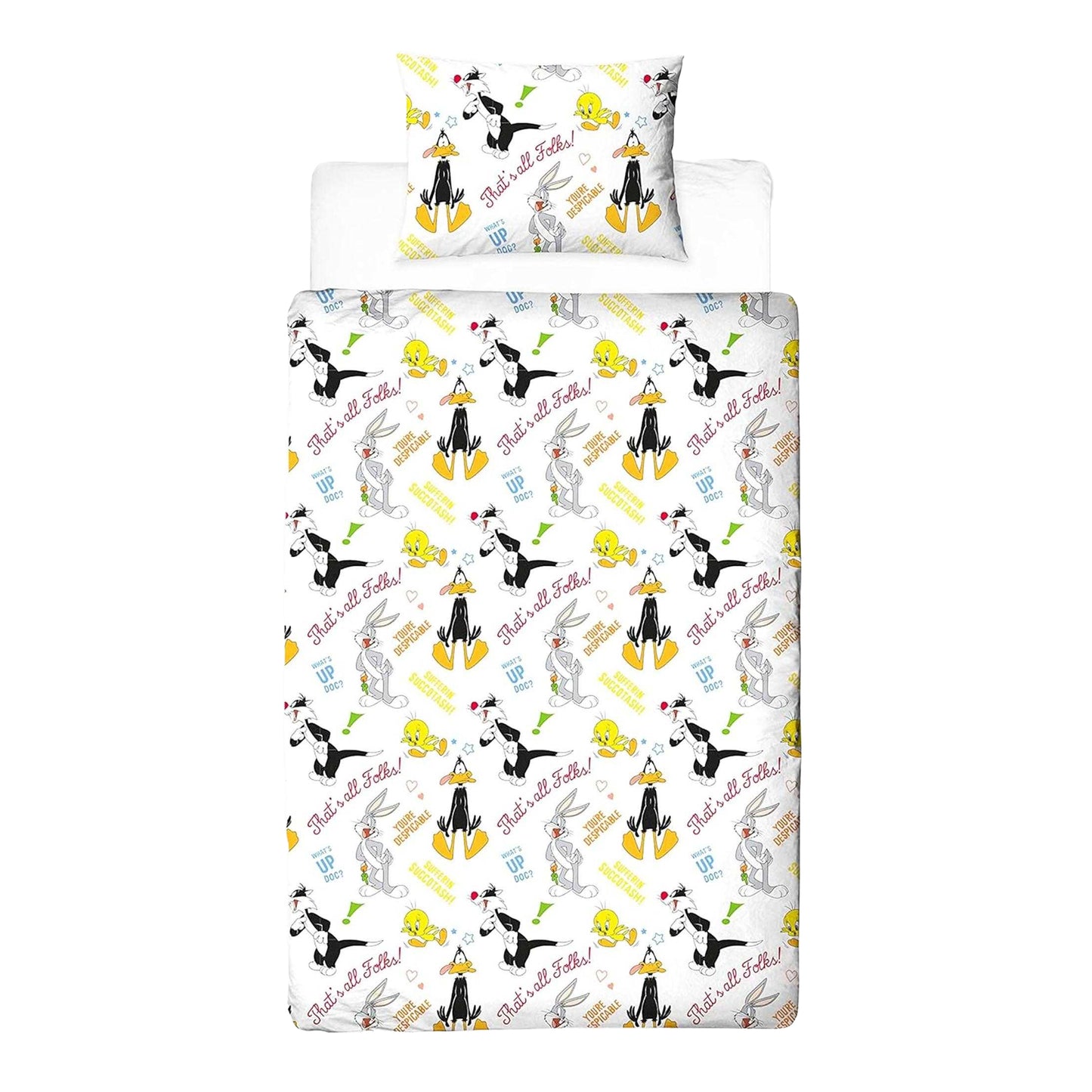 Blue-White-Yellow-Black - Back - Looney Tunes Thats´s All Folks Reversible Duvet Set