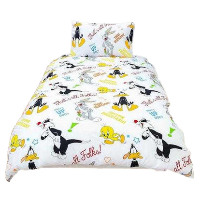 Blue-White-Yellow-Black - Lifestyle - Looney Tunes Thats´s All Folks Reversible Duvet Set