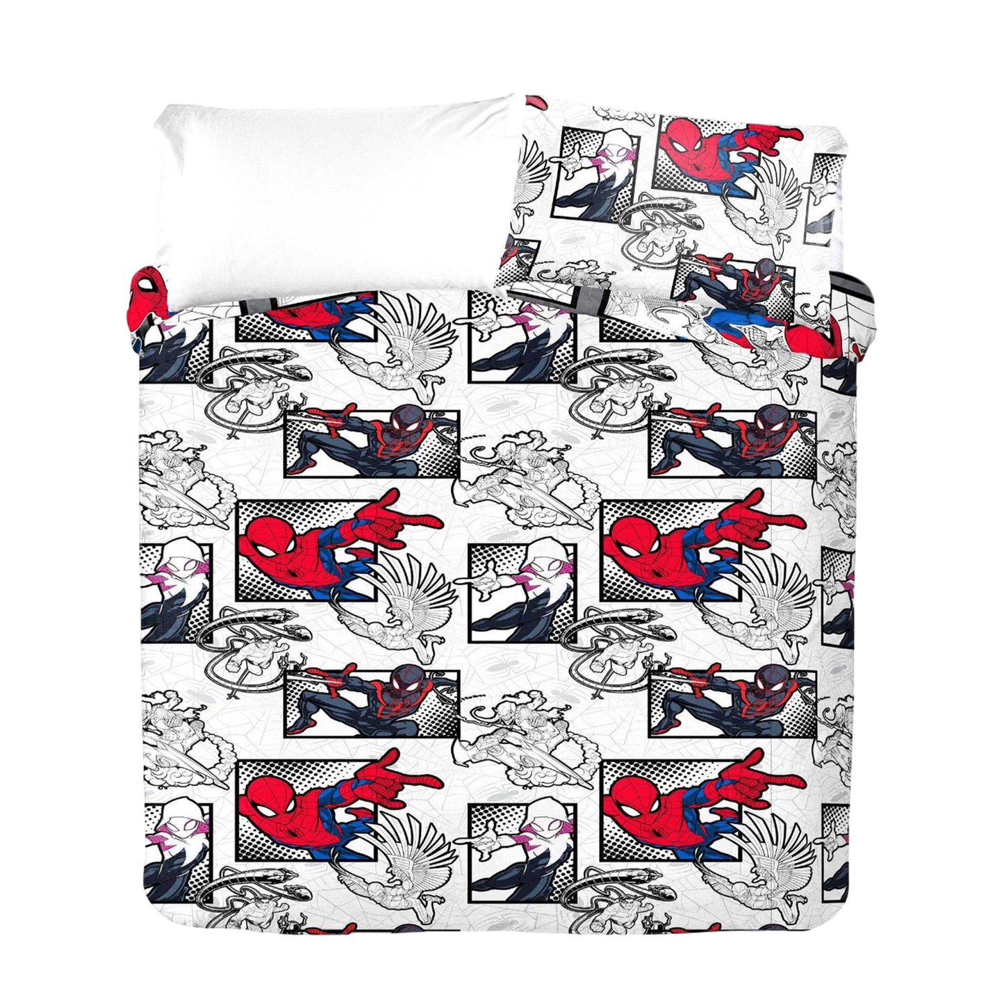 Red-Grey-Black - Back - Spider-Man Comic Strip Reversible Duvet Set