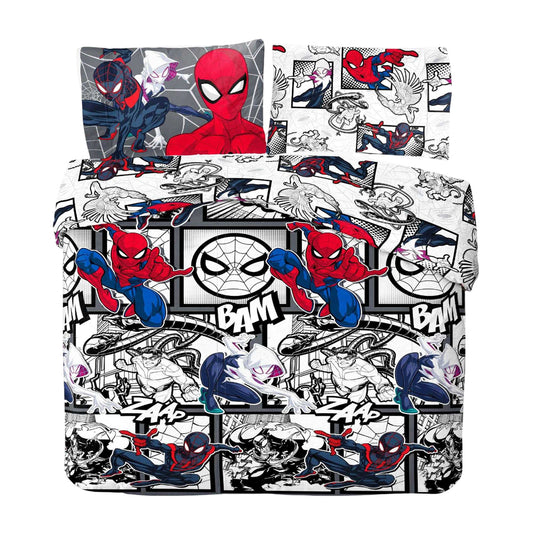 Red-Grey-Black - Front - Spider-Man Comic Strip Reversible Duvet Set