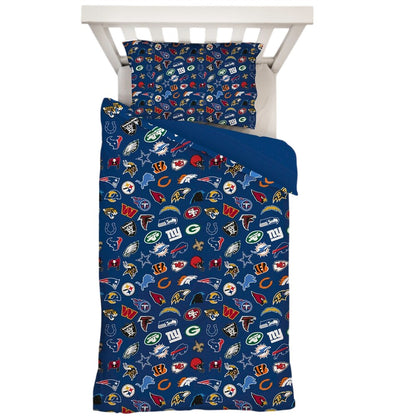 Multicoloured - Pack Shot - NFL Logo Reversible Duvet Set