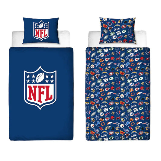 Multicoloured - Front - NFL Logo Reversible Duvet Set