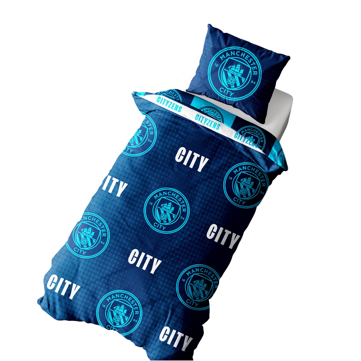 Navy Blue-Blue - Lifestyle - Manchester City FC Crest Reversible Duvet Set