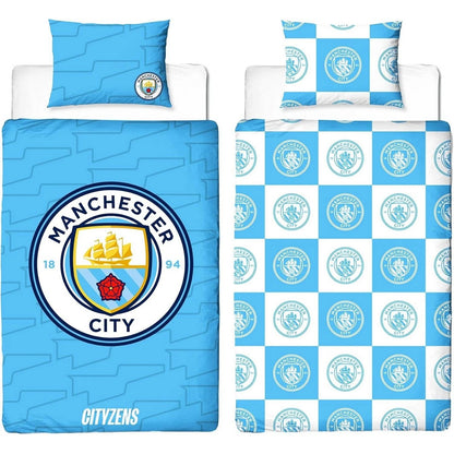 Blue - Front - Manchester City FC Crest Reversible Duvet Set