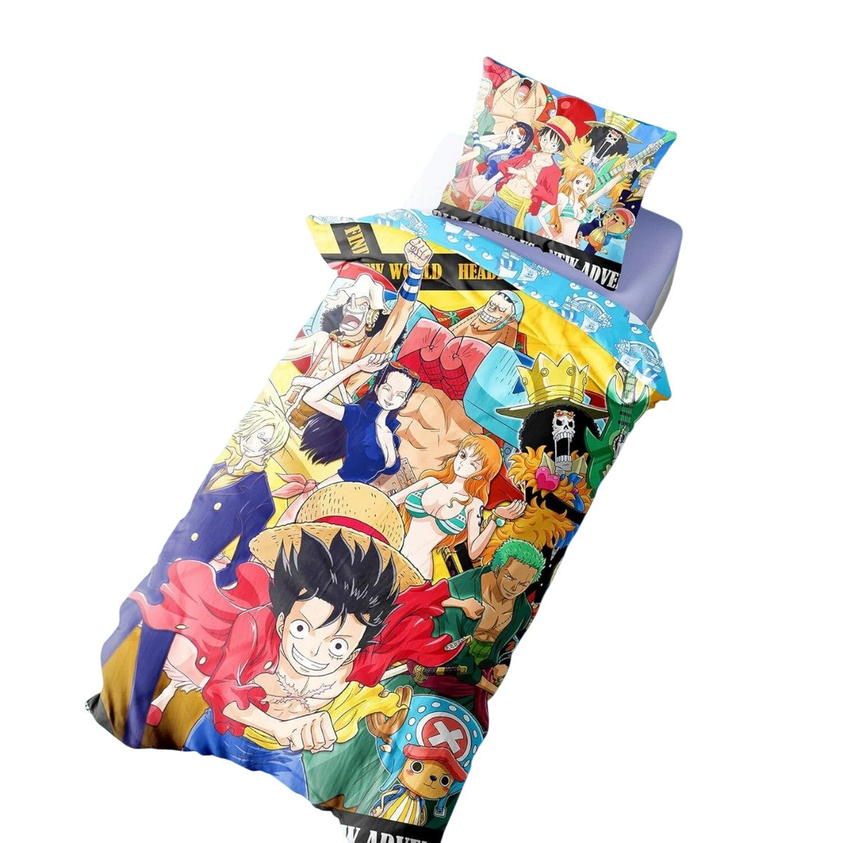 Multicoloured - Side - One Piece Straw Hat Crew Luffy Reversible Duvet Set