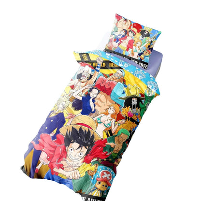 Multicoloured - Side - One Piece Straw Hat Crew Luffy Reversible Duvet Set