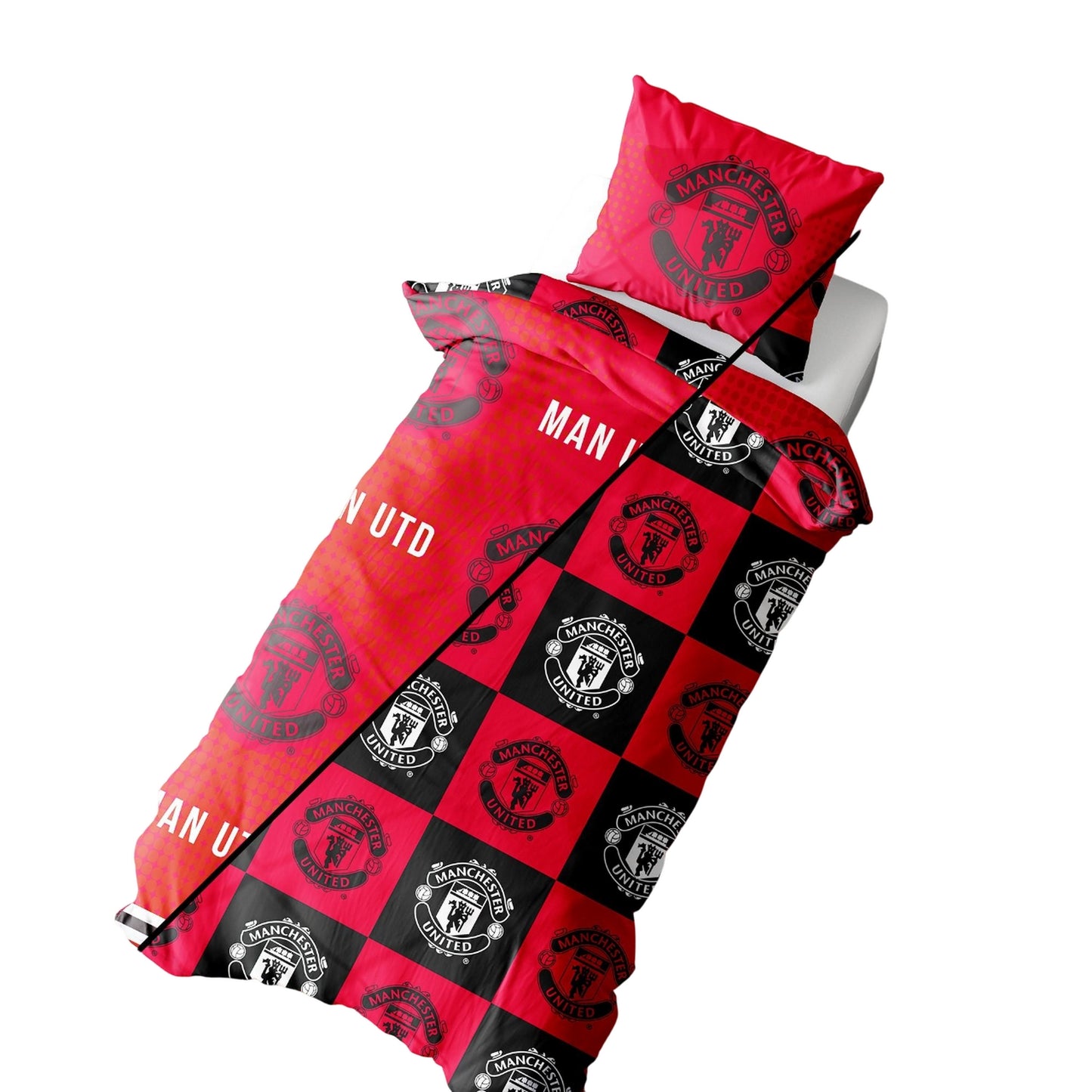 Red-Black-White - Back - Manchester United FC Honour Reversible Duvet Set