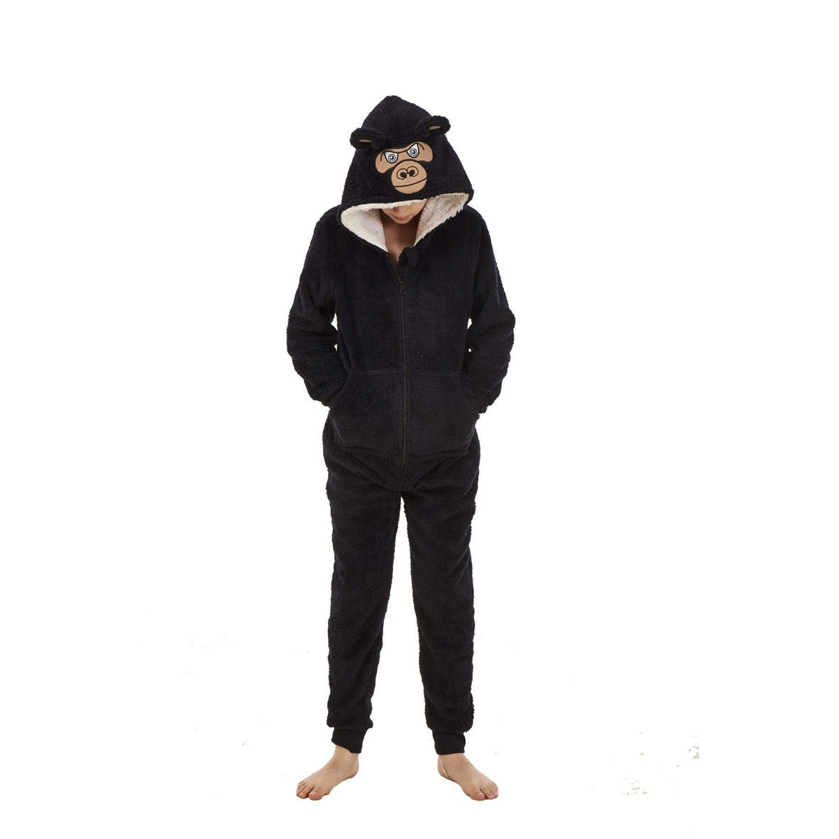 Black - Front - Keanu Childrens-Kids Gorilla All-In-One Nightwear