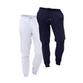 Navy-Grey Marl - Front - Keanu Mens Cotton Blend Slim Jogging Bottoms (Pack of 2)