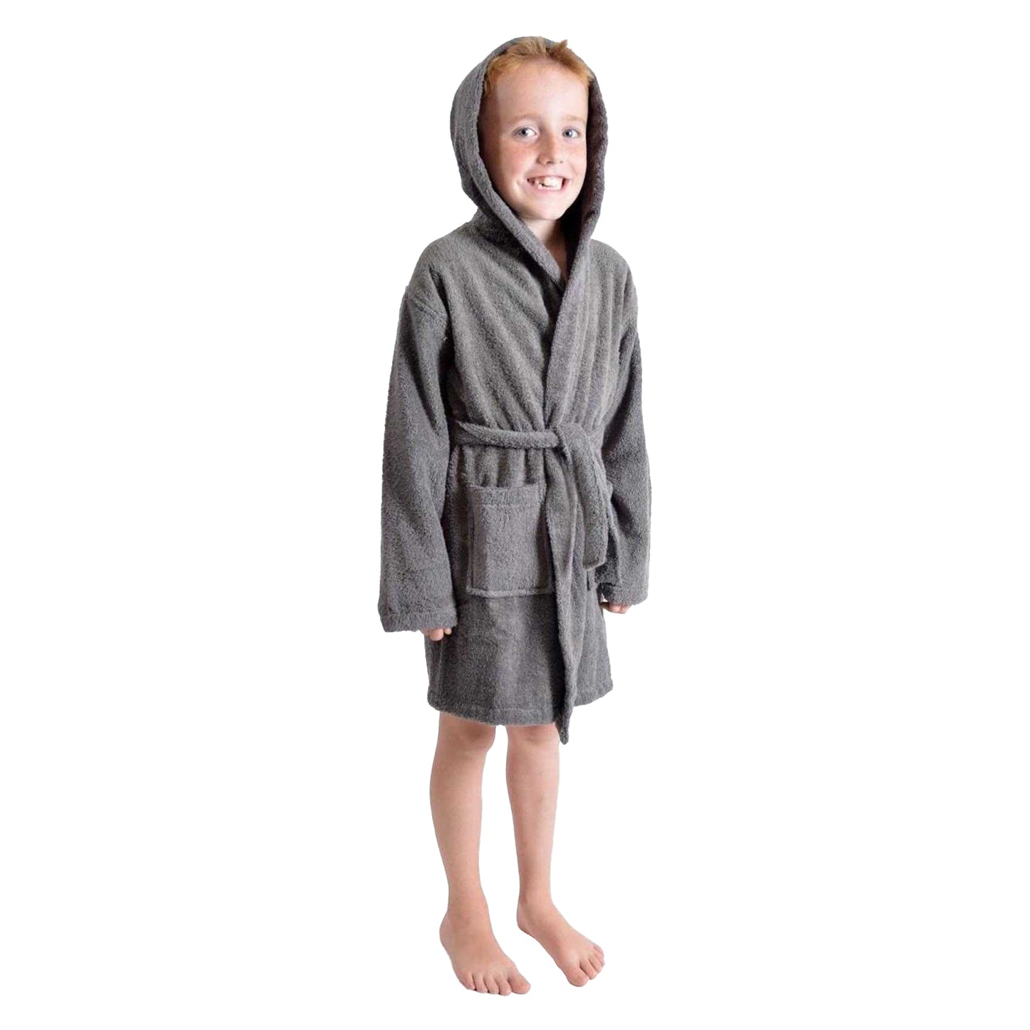 Grey - Front - Keanu Childrens-Kids Cotton Dressing Gown