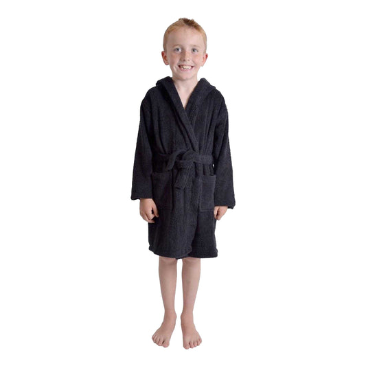 Black - Front - Keanu Childrens-Kids Cotton Dressing Gown