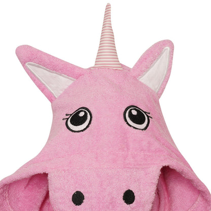 Pink - Back - Keanu Childrens-Kids Unicorn Head Cotton Dressing Gown