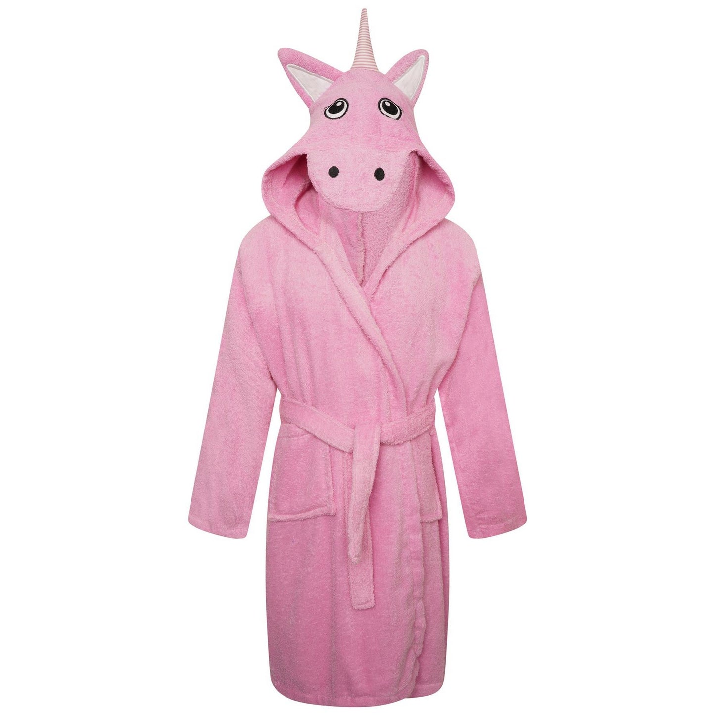 Pink - Front - Keanu Childrens-Kids Unicorn Head Cotton Dressing Gown
