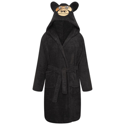 Black-Black - Front - Keanu Childrens-Kids Gorilla Head Cotton Dressing Gown