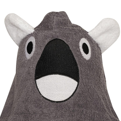 Grey - Back - Keanu Childrens-Kids Koala Head Cotton Dressing Gown