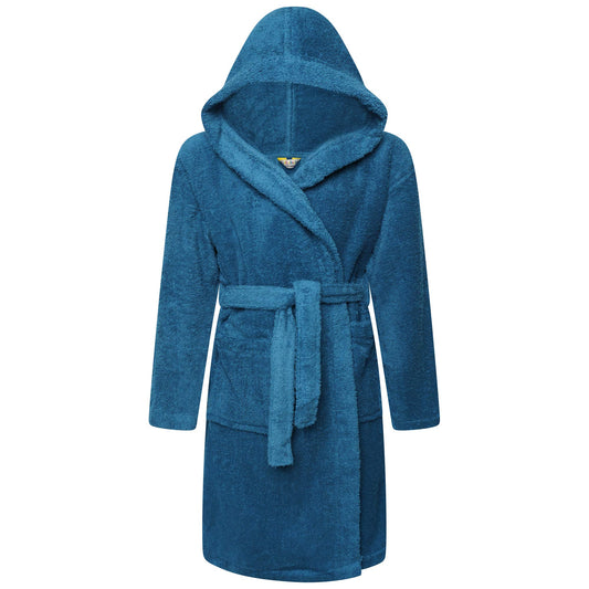 Teal - Front - Keanu Childrens-Kids Cotton Dressing Gown