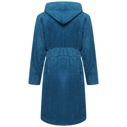 Teal - Back - Keanu Childrens-Kids Cotton Dressing Gown