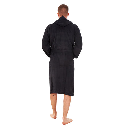 Black - Back - Keanu Mens Plain Cotton Dressing Gown