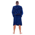 Navy-Charcoal - Back - Keanu Mens Fleece Dressing Gown