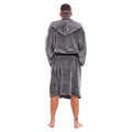 Grey-Black - Back - Keanu Mens Fleece Dressing Gown