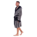 Grey-Black - Side - Keanu Mens Fleece Dressing Gown