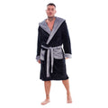 Black-Grey - Front - Keanu Mens Fleece Dressing Gown