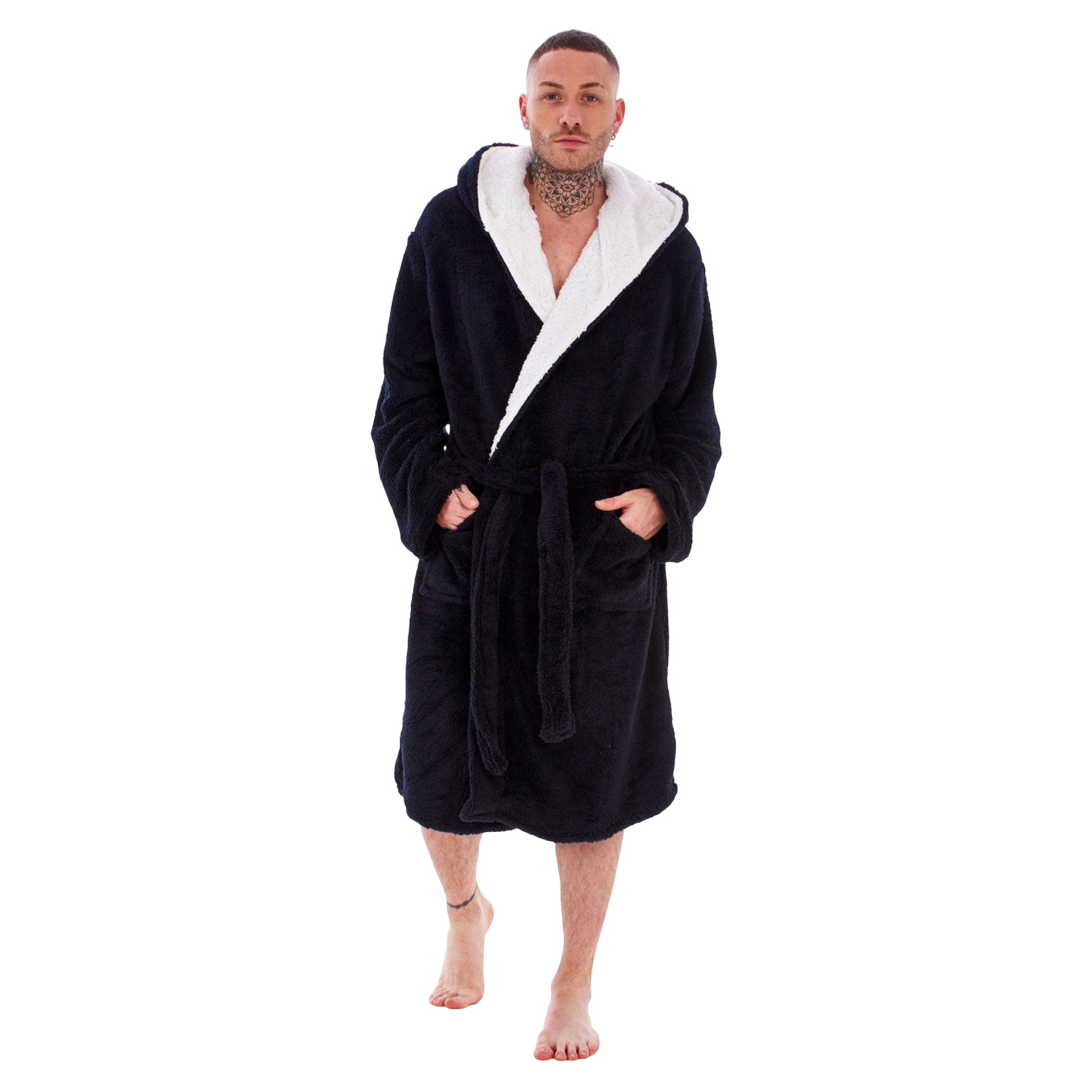 Black-White - Lifestyle - Keanu Mens Gorilla Head Fleece Dressing Gown