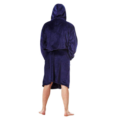 Navy Blue - Back - Keanu Mens Shark Head Fleece Dressing Gown