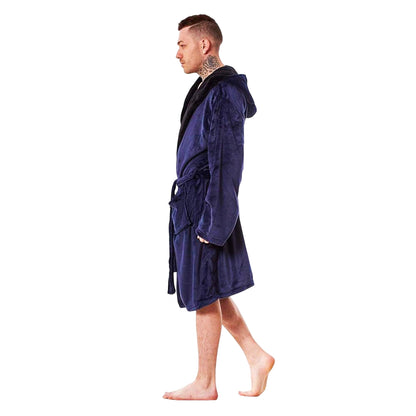 Navy Blue - Pack Shot - Keanu Mens Shark Head Fleece Dressing Gown