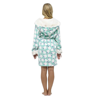 Light Blue - Back - Keanu Womens-Ladies Polar Bear Fleece Dressing Gown