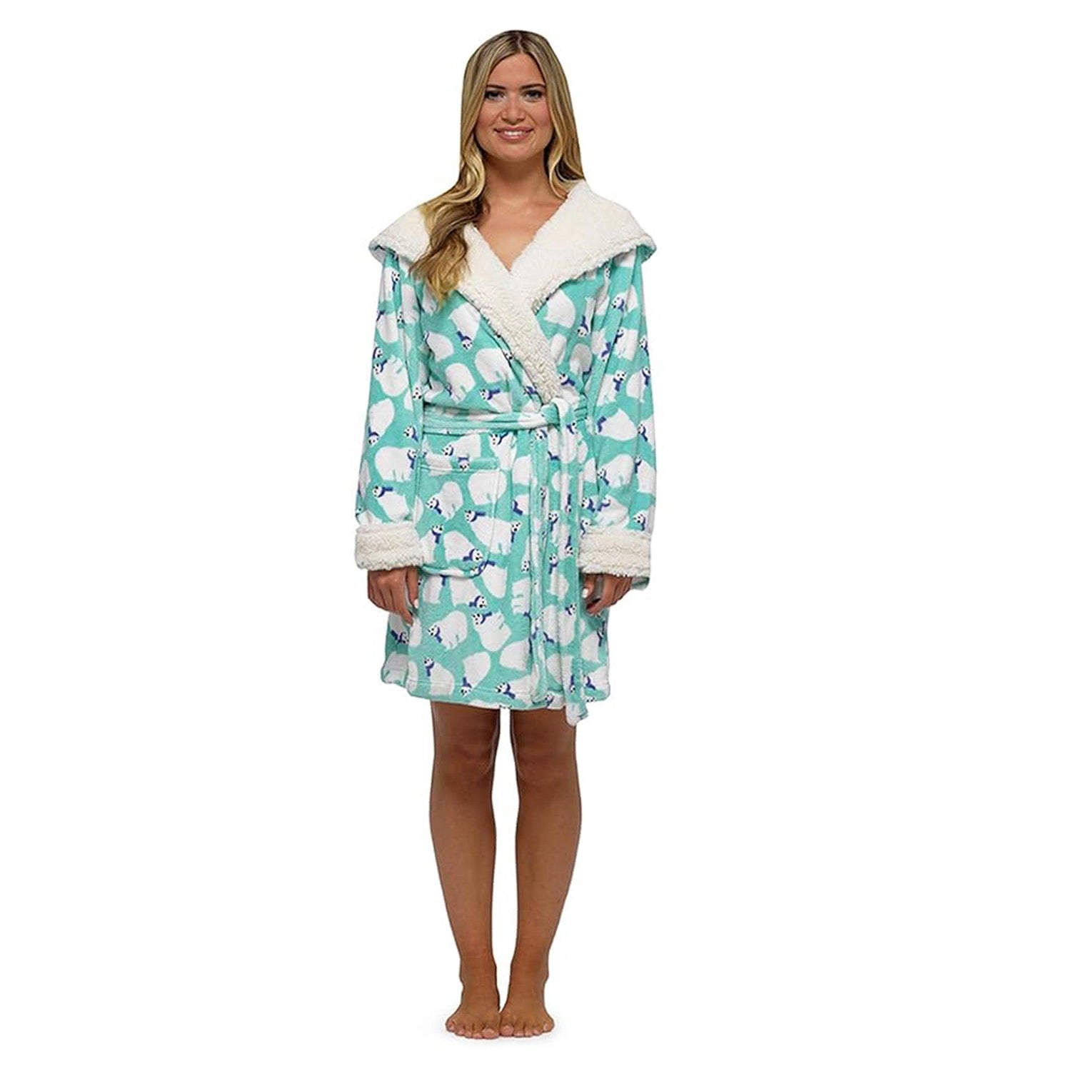 Light Blue - Front - Keanu Womens-Ladies Polar Bear Fleece Dressing Gown
