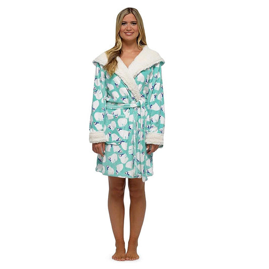 Light Blue - Front - Keanu Womens-Ladies Polar Bear Fleece Dressing Gown