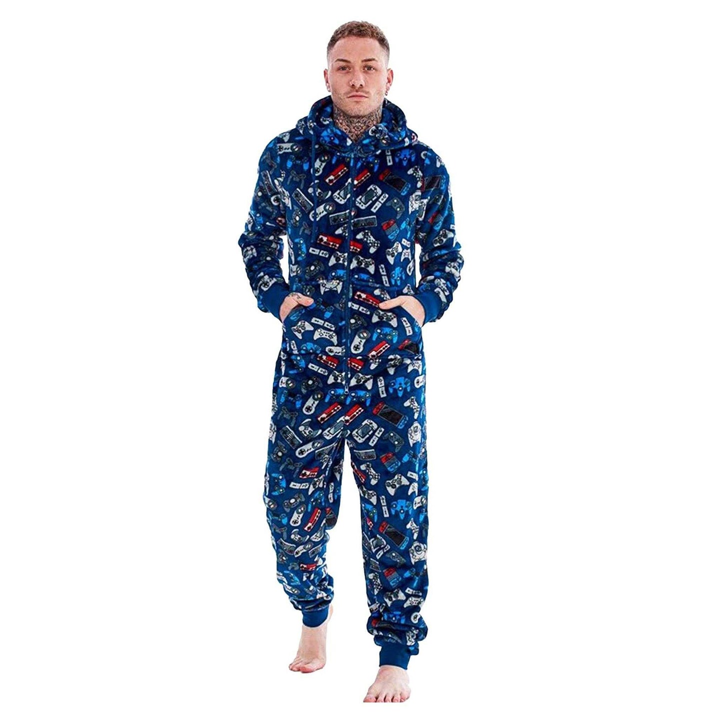 Neon - Pack Shot - Floso Mens Game Controller Fleece Jumpsuit