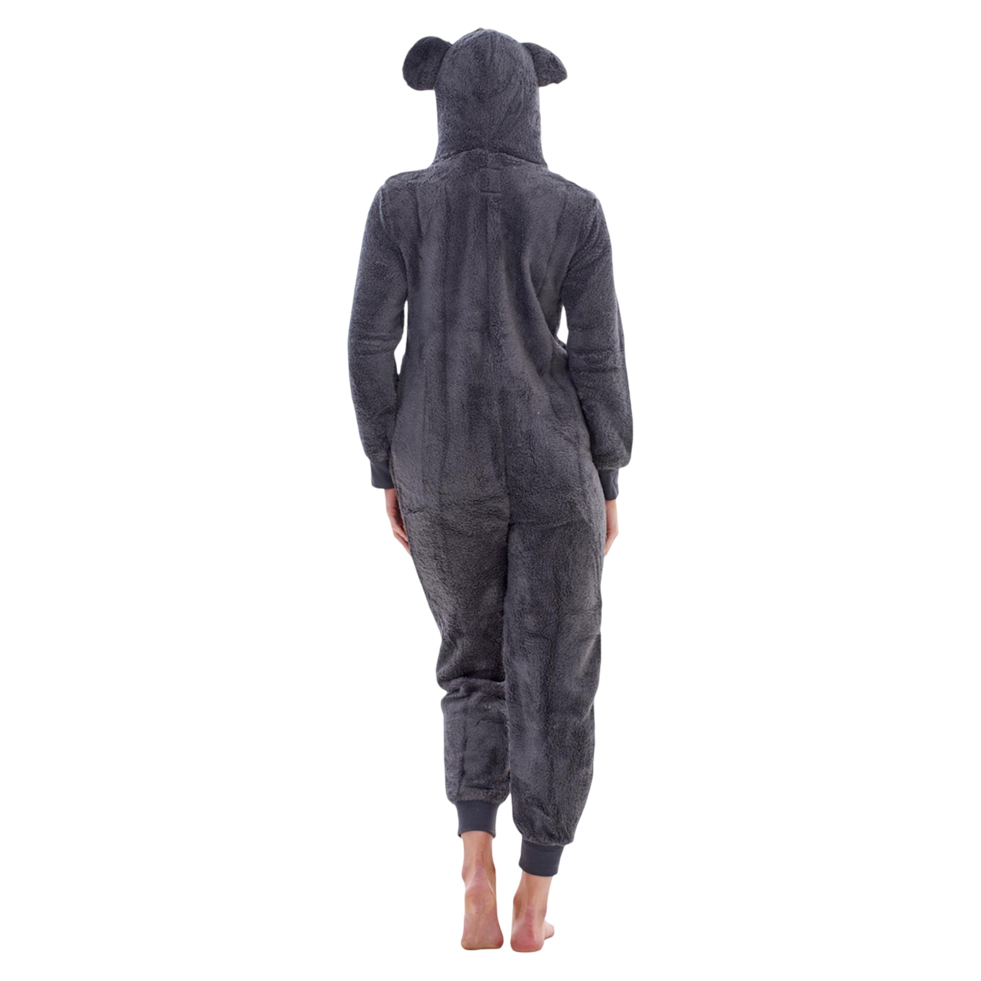 Charcoal - Back - Keanu Womens-Ladies Fleece Jumpsuit