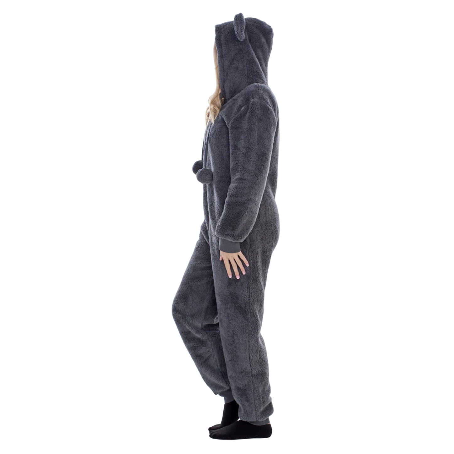 Charcoal - Side - Keanu Womens-Ladies Fleece Jumpsuit