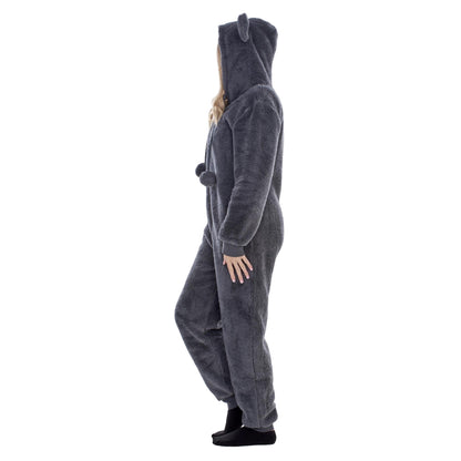 Charcoal - Side - Keanu Womens-Ladies Fleece Jumpsuit