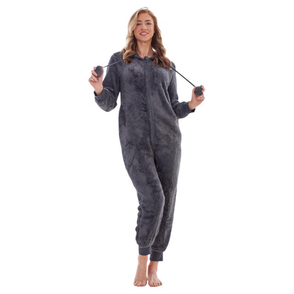 Charcoal - Pack Shot - Keanu Womens-Ladies Fleece Jumpsuit