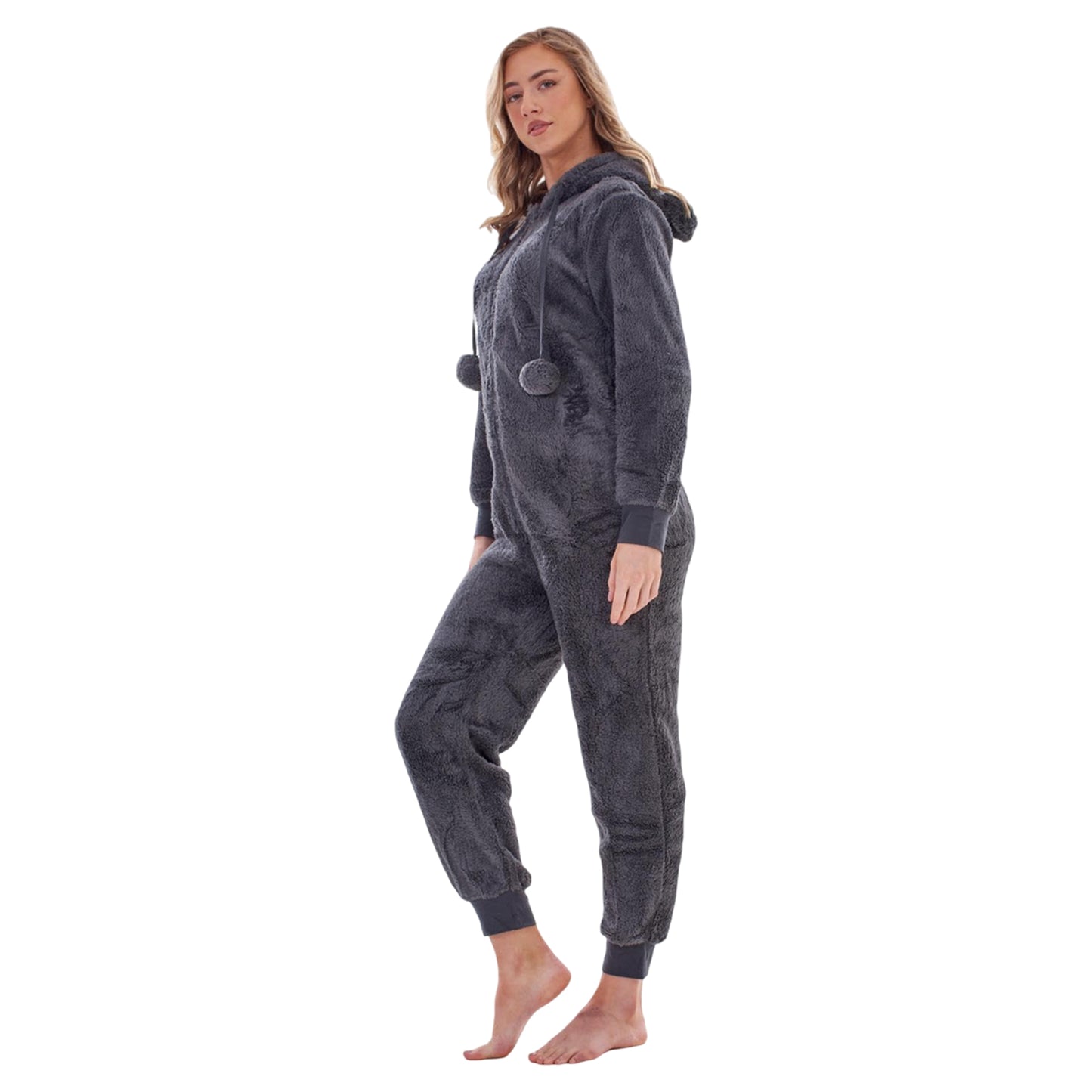 Grey - Front - Keanu Womens-Ladies Fleece Jumpsuit