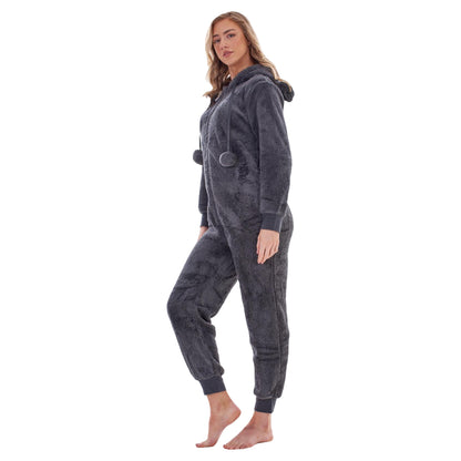 Grey - Front - Keanu Womens-Ladies Fleece Jumpsuit