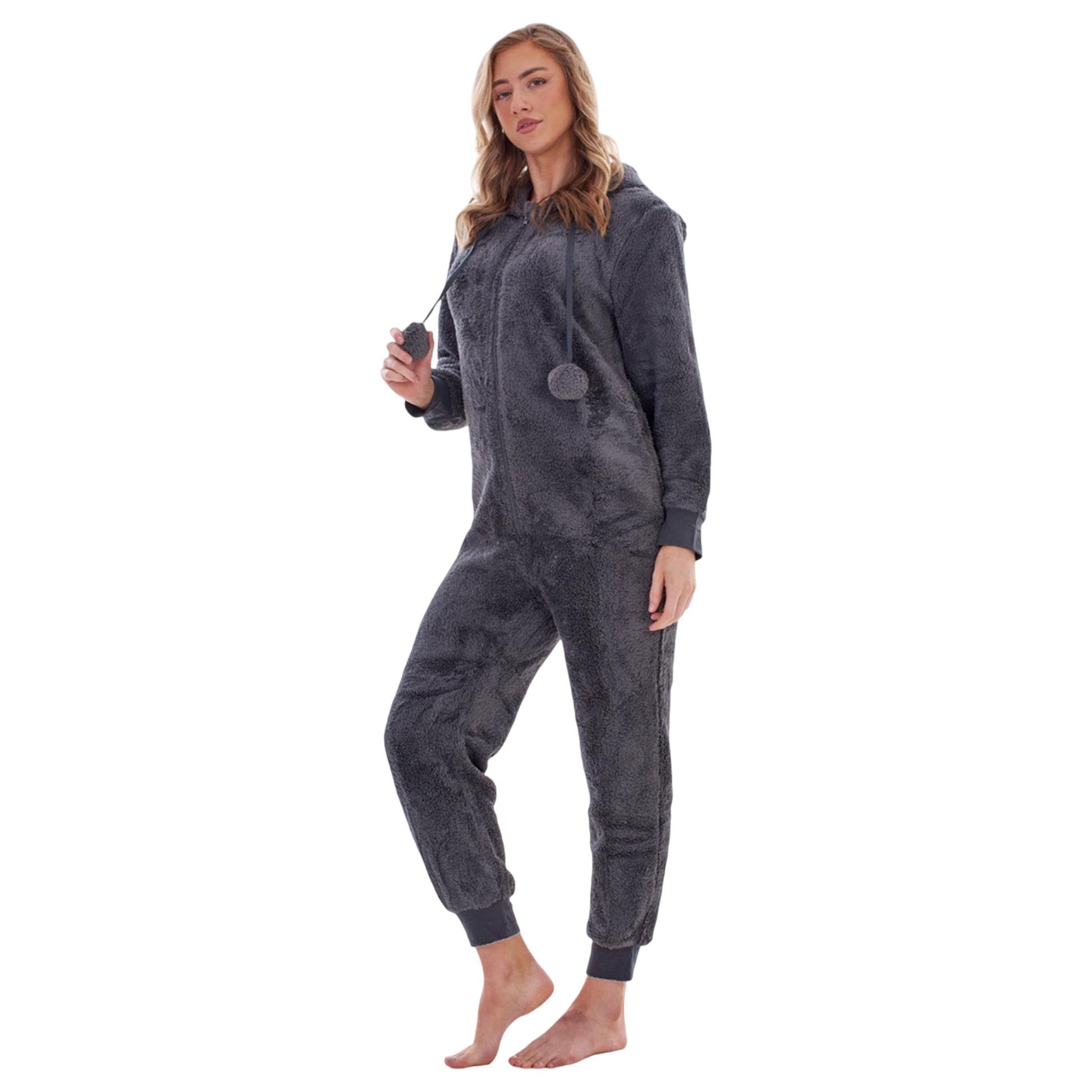 Grey - Back - Keanu Womens-Ladies Fleece Jumpsuit