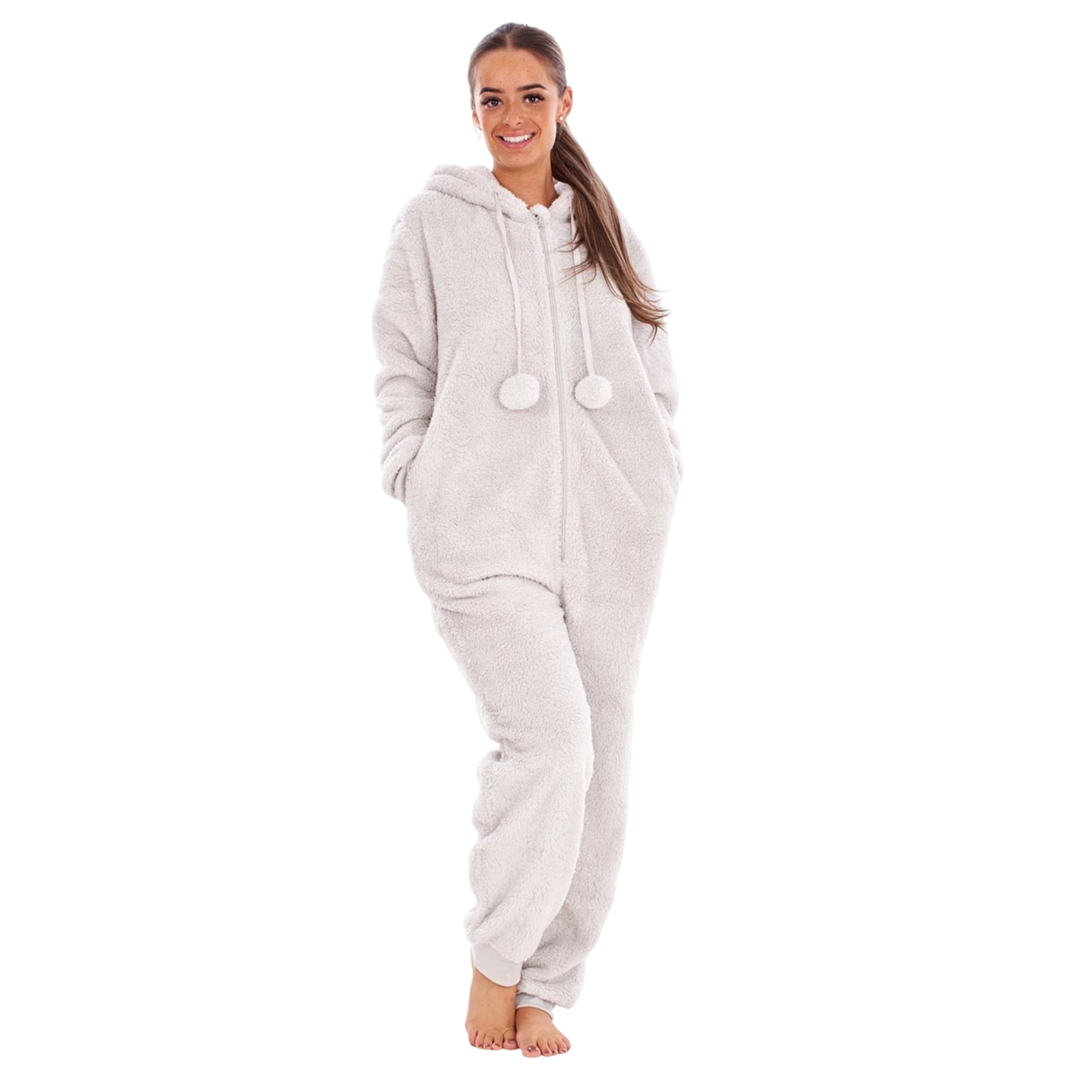 Grey - Side - Keanu Womens-Ladies Fleece Jumpsuit
