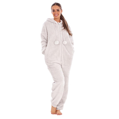Grey - Side - Keanu Womens-Ladies Fleece Jumpsuit