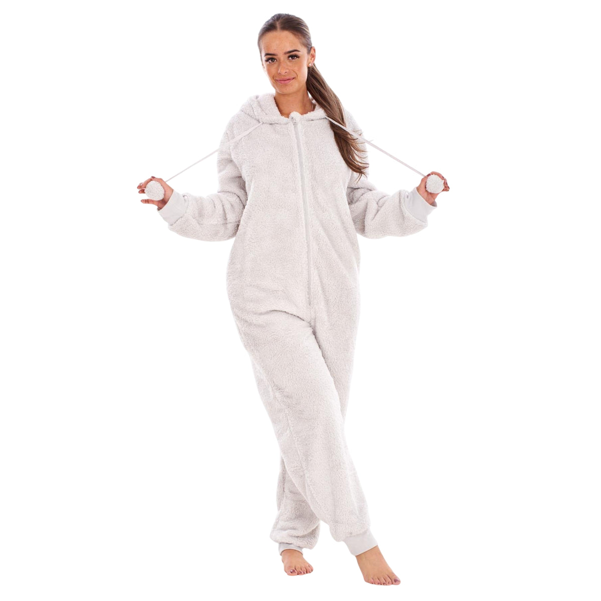 Grey - Close up - Keanu Womens-Ladies Fleece Jumpsuit