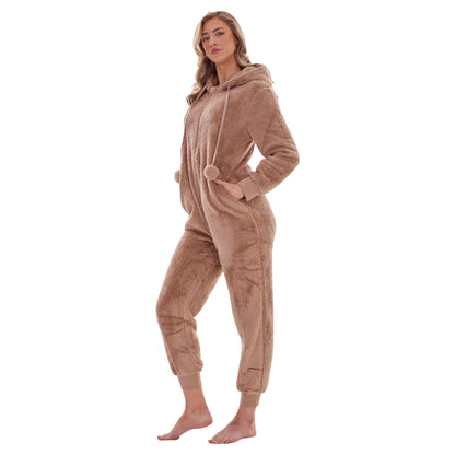 Beige - Pack Shot - Keanu Womens-Ladies Fleece Jumpsuit