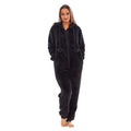 Black - Front - Keanu Womens-Ladies Fleece Jumpsuit