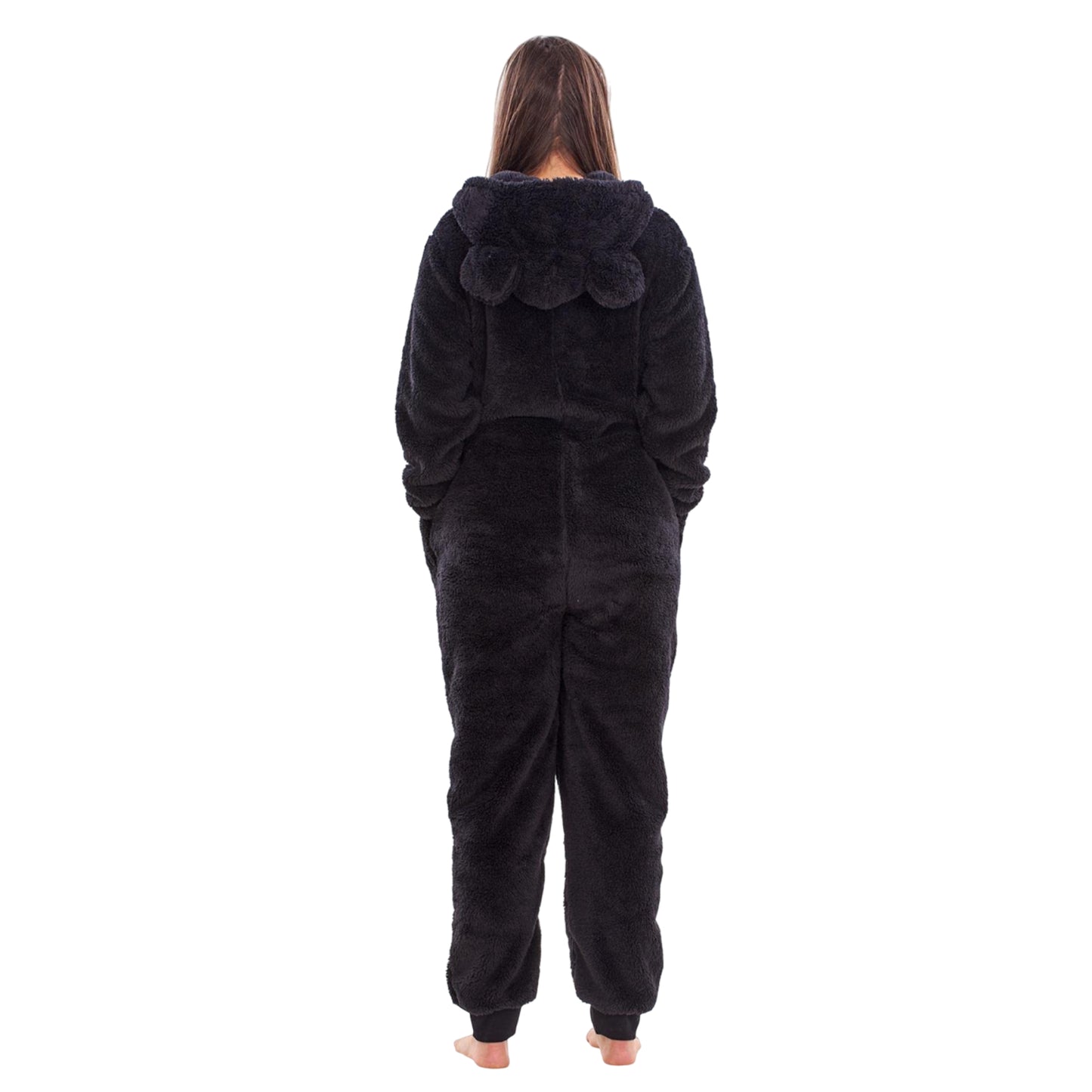 Black - Back - Keanu Womens-Ladies Fleece Jumpsuit