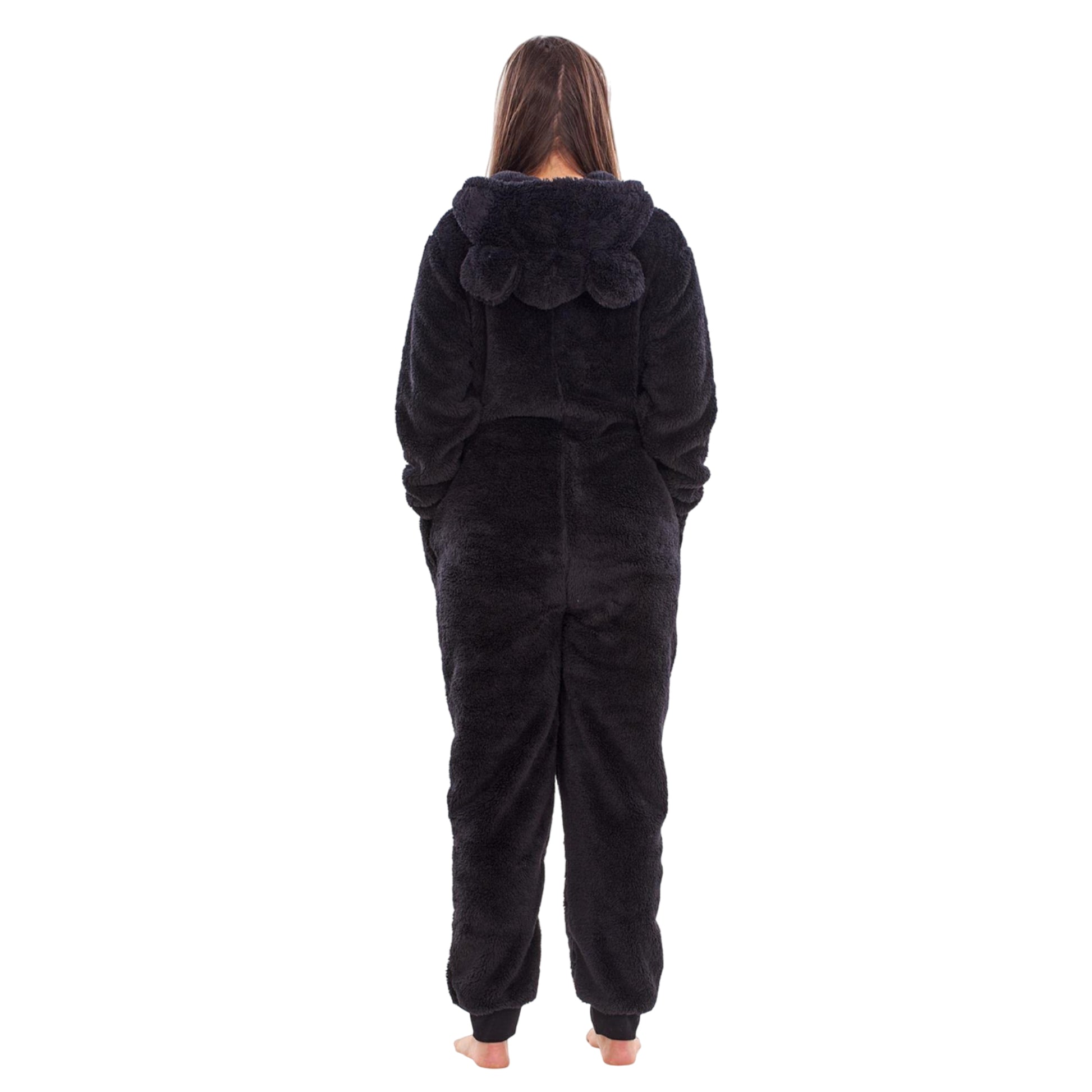 Black - Back - Keanu Womens-Ladies Fleece Jumpsuit
