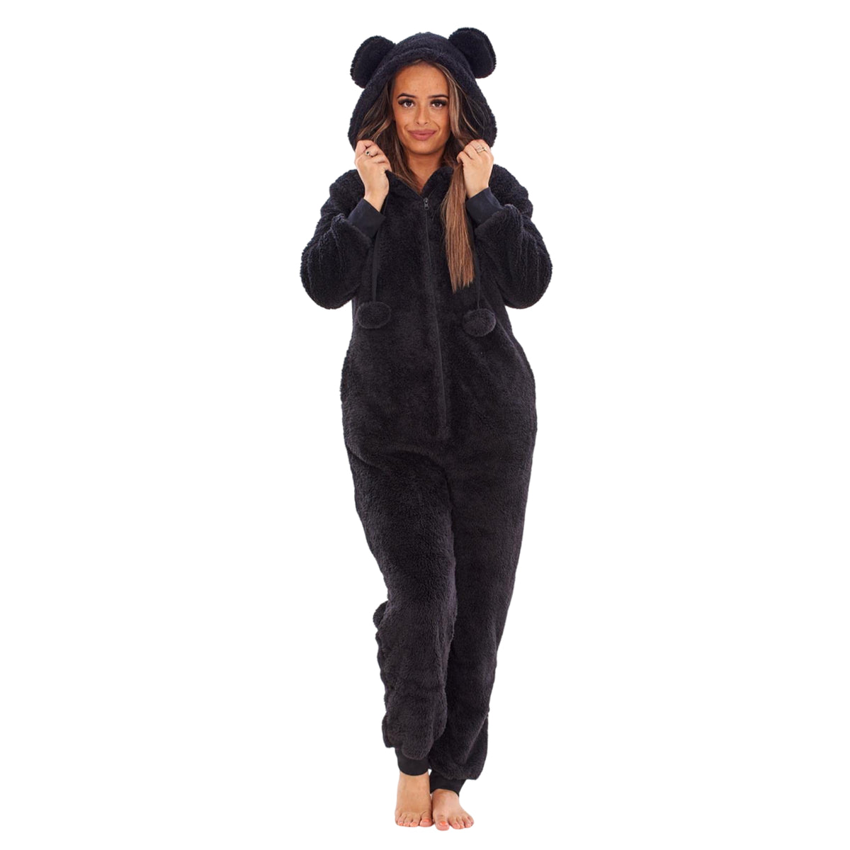 Black - Pack Shot - Keanu Womens-Ladies Fleece Jumpsuit
